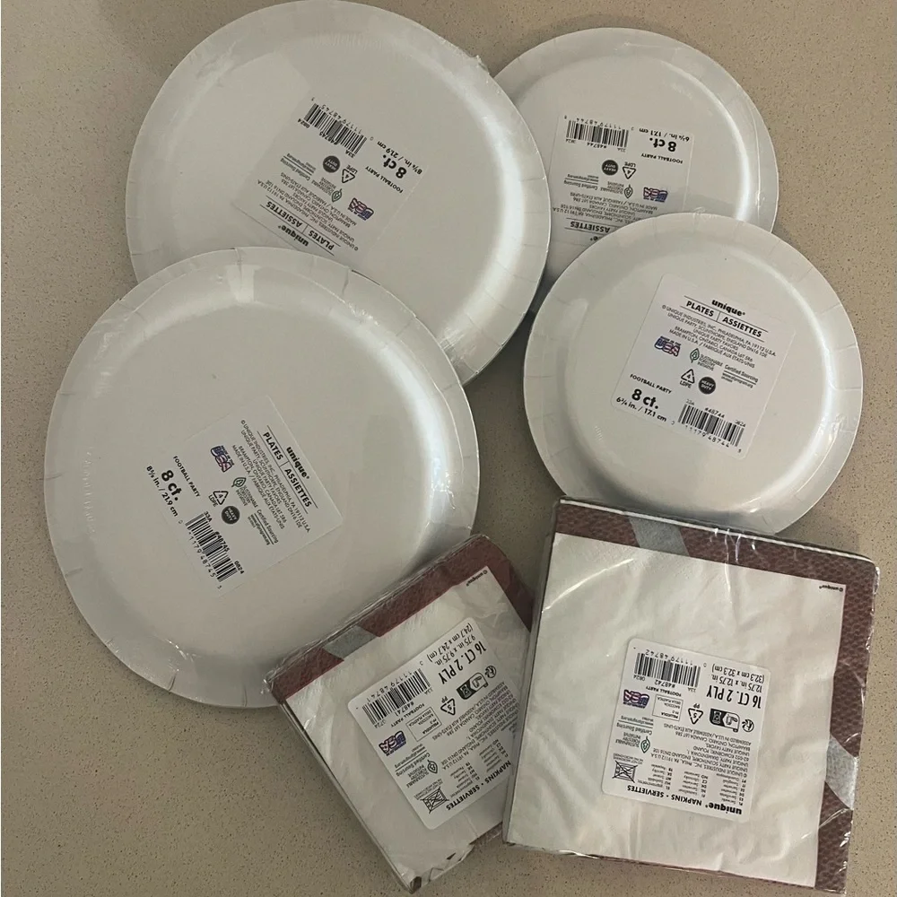 Football Party Plates and Napkins Set
